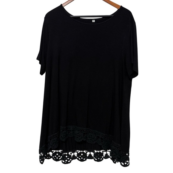 Lace Crochet Trim Casual Tunic Top Women’s Size XXL Black Minimalist Career Wear - Picture 1 of 7